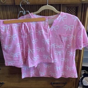 NWT Pink Bow Shirt/Shorts Set
